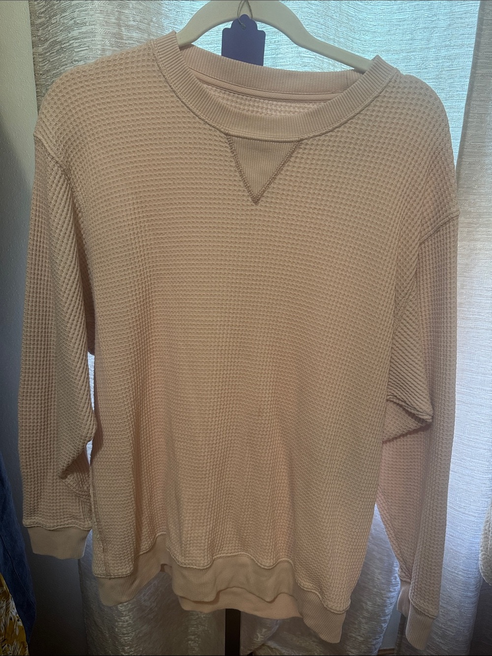 aerie Women's Waffle Crewneck Sweater - pink
